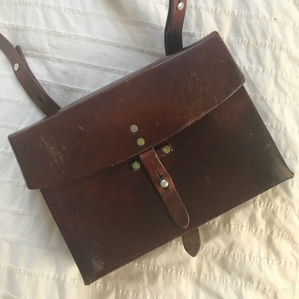 Authentic Swiss Postal bag 1950s genuine leather